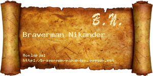 Braverman Nikander névjegykártya